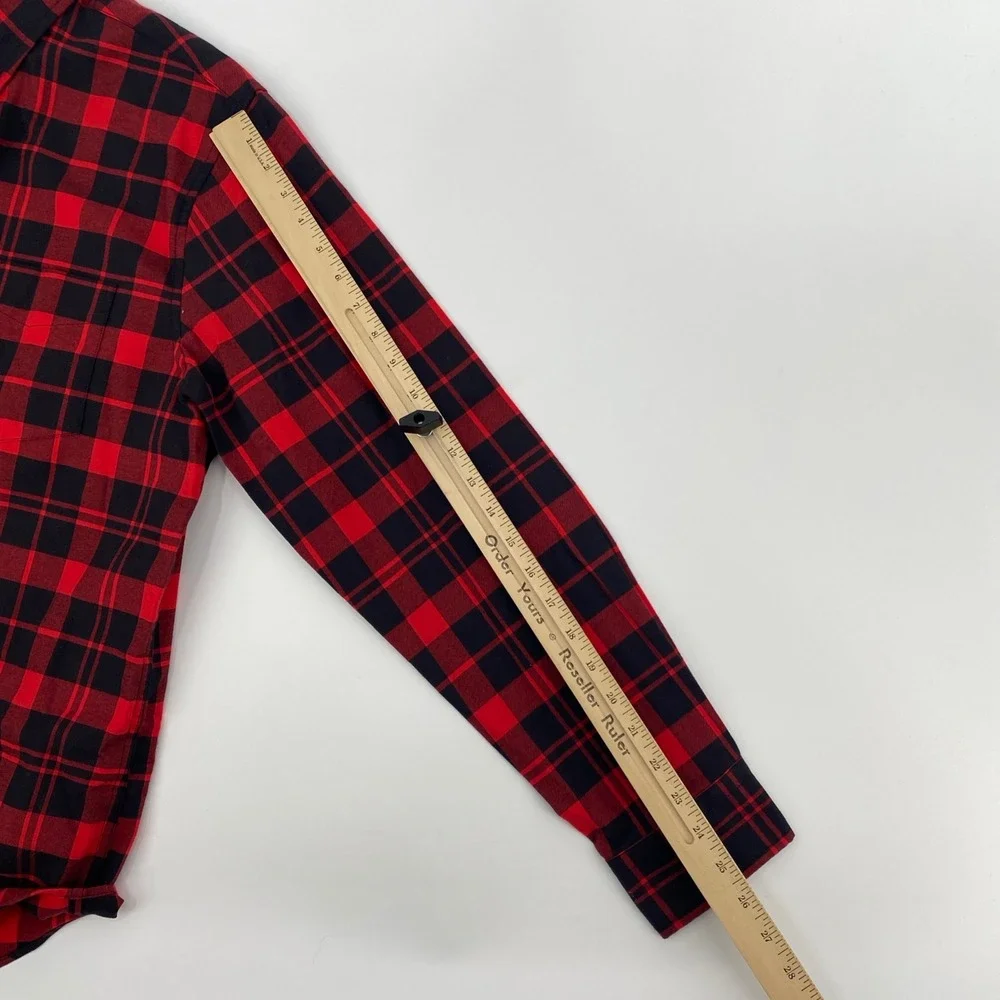 NEW Banana Republic Luxe Flannel‎ Shirt Mens Large Buffalo Plaid Untucked Rugged